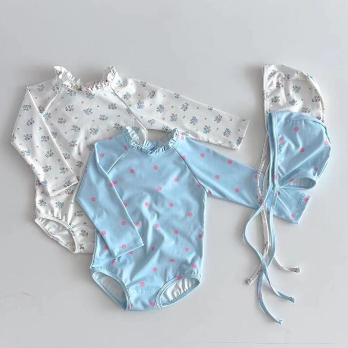 2023年新品★ベビー服　水着+帽子★66-100cm★2色