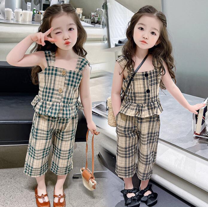 子供服★トップス+ズボン★セットアップ★袖なし★韓国風子供服★キッズ女の子★2色★90-140CM