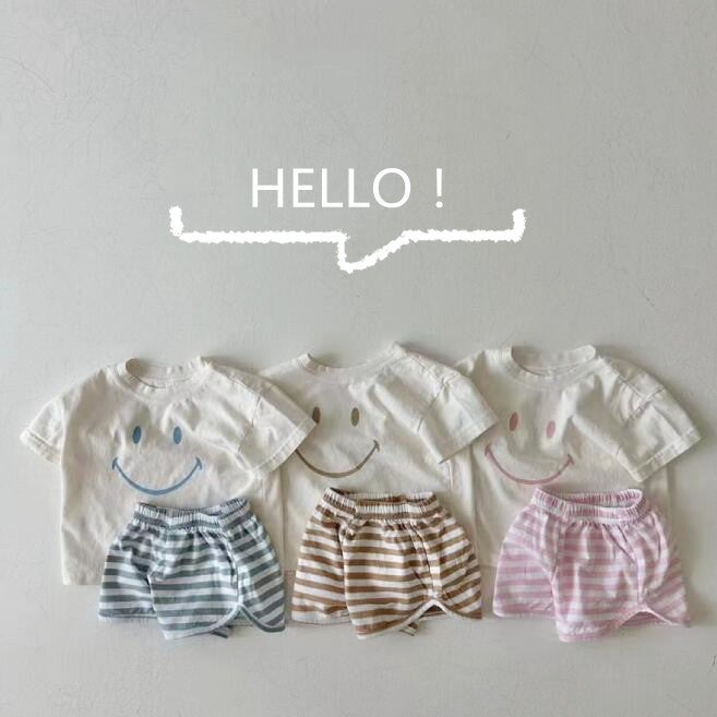 子供服★トップス+パンツ★セットアップ★韓国風子供服★ベビー★笑顔★3色★73-100CM