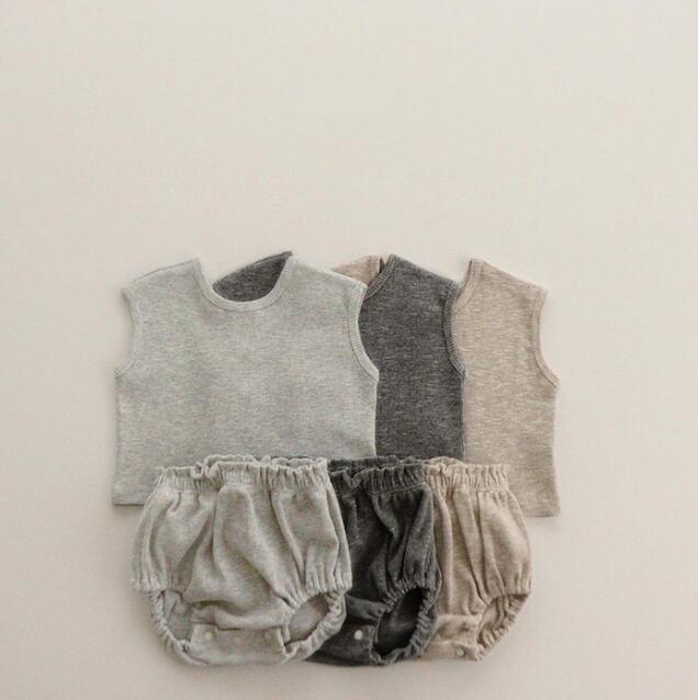 子供服★トップス+パンツ★セットアップ★韓国風子供服★ベビー★無地★3色★66-90CM