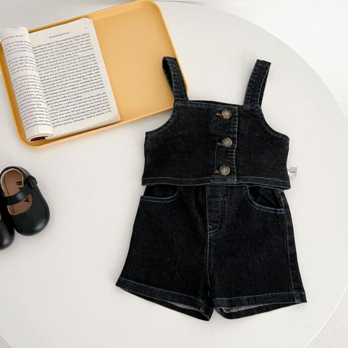 子供服★トップス+パンツ★セットアップ★韓国風子供服★ベビー★袖なし★デニム★66-110CM