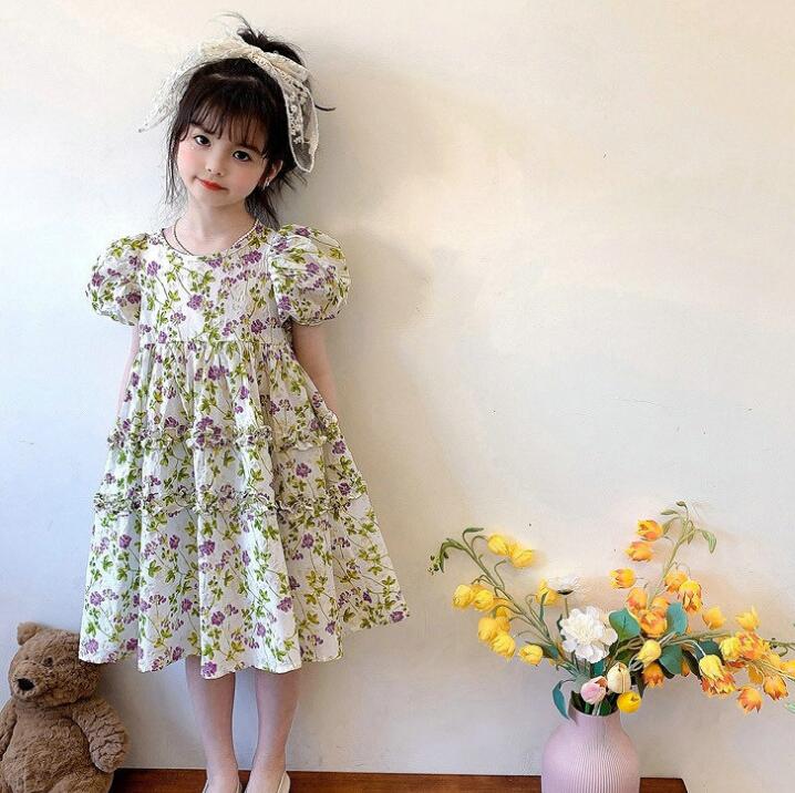 子供服★ワンピース★花柄★韓国風子供服★キッズ女の子★半袖★7-15#