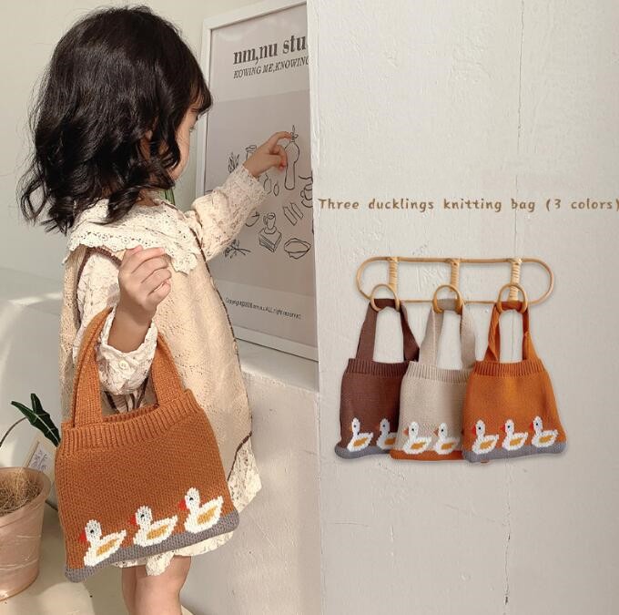 バッグ★子供用★ショルダーバッグ★キッズ★ニットバッグ★ハンドバッグ★可愛い★3色
