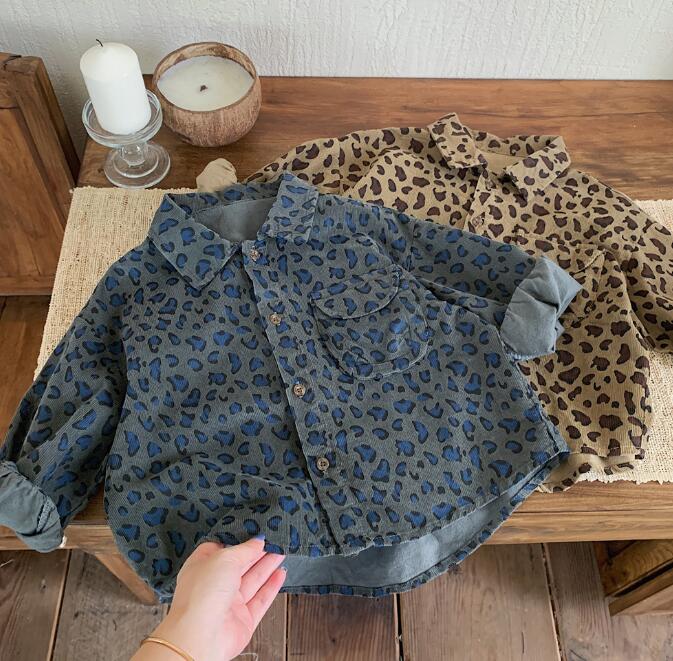 子供服★トップス★ワイシャツ★韓国風子供服★キッズ男の子★長袖★レオパード★2色★90-140CM