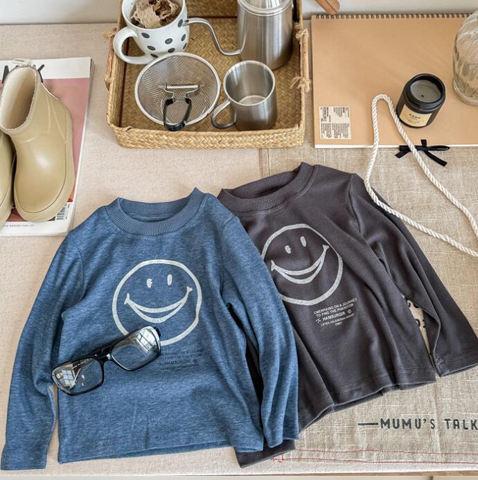 子供服★Tシャツ★トップス★キッズ★男女兼用★韓国風子供服★笑顔★2色★80-130CM