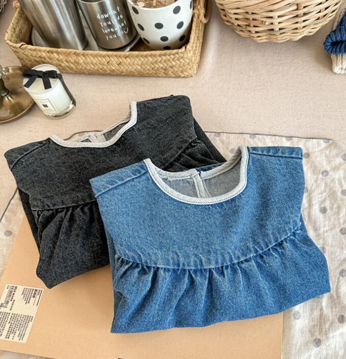 子供服★長袖シャツ★トップス★キッズ★男女兼用★韓国風子供服★デニム★2色★80-130CM