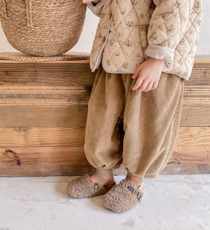 2023★秋冬新作★韓国風子供服★ズボン★コーデュロイ★裏起毛★2色80-130CM