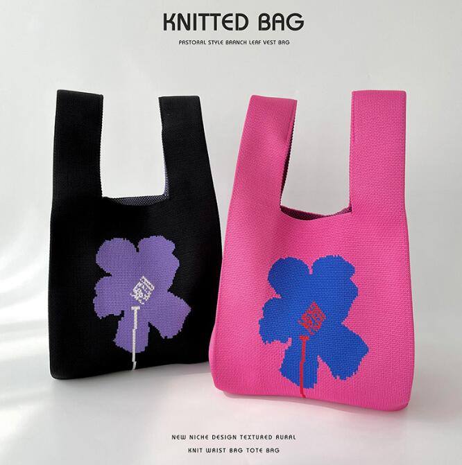 バッグ★レディース★トートバッグ★ハンドバッグ★ニットバッグ★大容量★3色