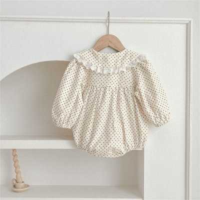 秋冬新作 ガールズ 子供服 カバーオール 連体服 フリル 花柄レース ドット柄 ロンパース 66-100