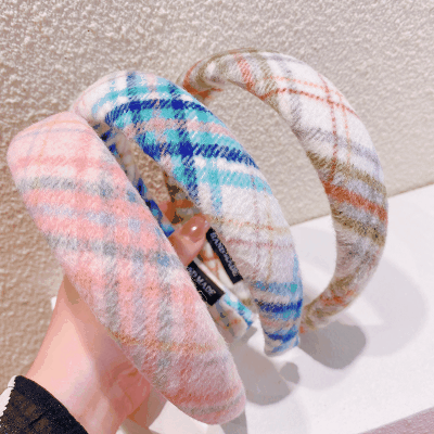 ロリータ 秋冬新作 髪飾り レディース ガールズ カチューシャ ヘアアクセサリー ボア チェック柄