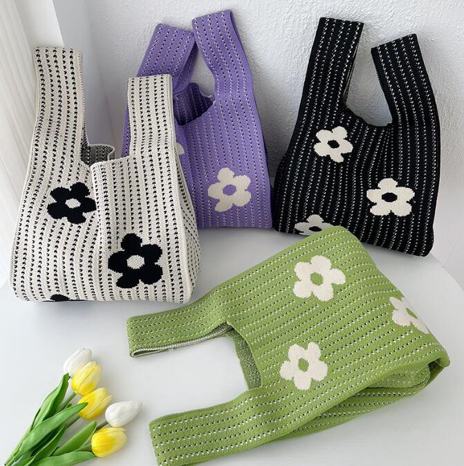 バッグ★レディース★トートバッグ★ハンドバッグ★ニットバッグ★大容量★4色