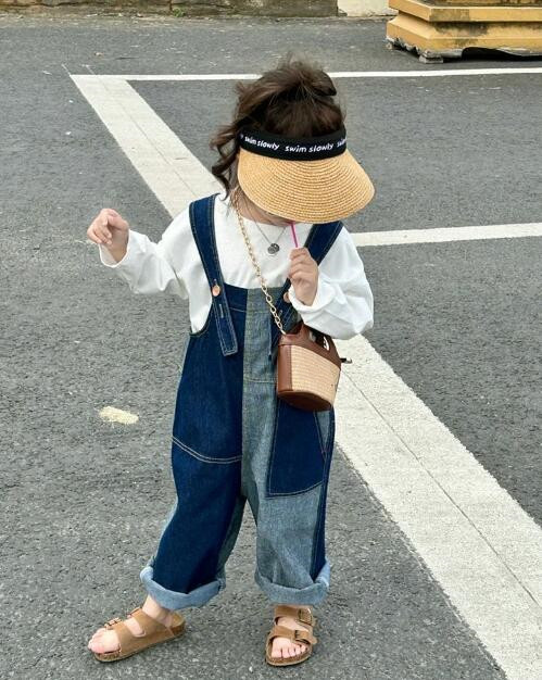 「2023秋」子供服★サロペット★デニム★韓国風子供服★キッズ★男女兼用★90-140CM