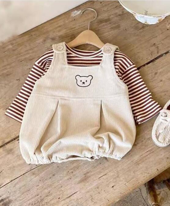 2023★春秋新作★韓国風ベビー服★Tシャツ★コーデュロイ★サロペット★4色66-90CM