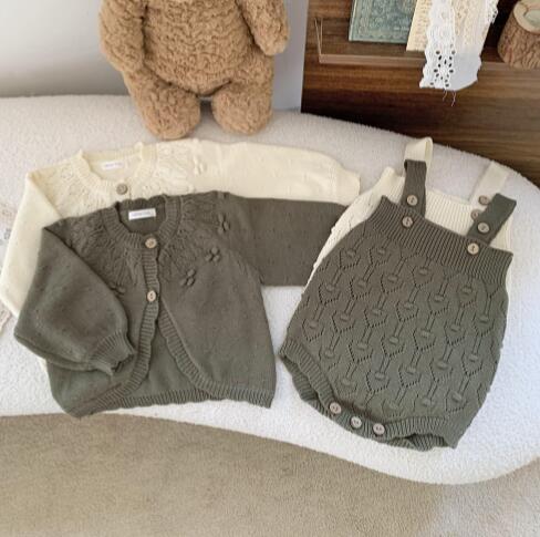 2023秋冬★ベビー服　ニットサロペット&カーディガン分けて販売★66-100cm★2色