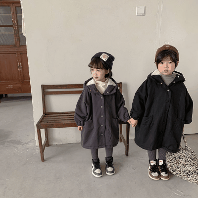 秋冬 ナチュラル系 ユニセックス モコモコボア ロングコート 厚手 フード付上着 裏ボア裏起毛 80-150