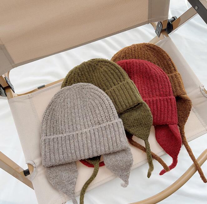 子供用★帽子★キッズ★耳カバー★男女兼用★暖かい★防寒★ニット帽子★9色
