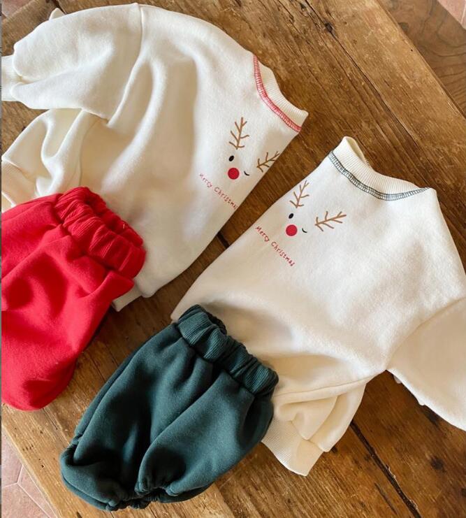 2023★秋冬新作★韓国風ベビー服★トップス+ズボン2セット★クリスマス★2色73-100CM