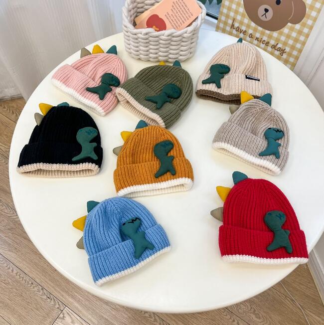 子供用★帽子★ベビー★キッズ★男女兼用★暖かい★防寒★ニット帽子★ダイナソー★8色