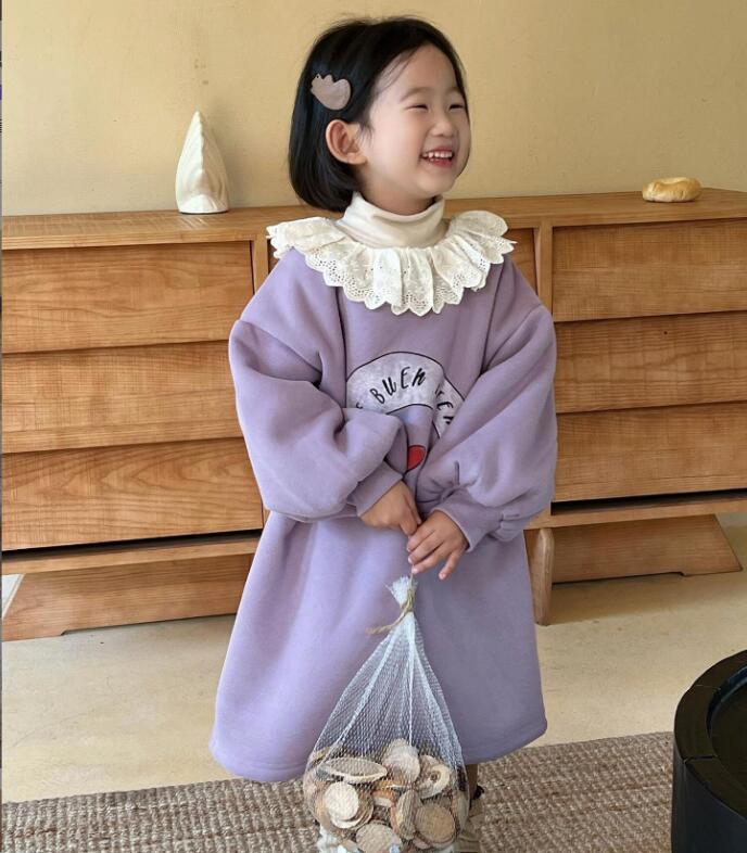 2023★秋冬新作★韓国風子供服★ワンピース★裏起毛★2色80-140CM