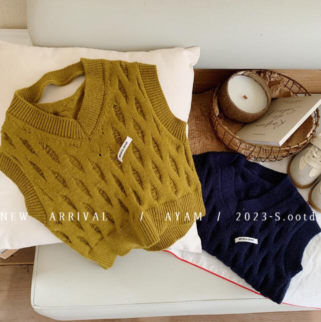 子供服★トップス★ベスト★ニット★韓国風子供服★キッズ★男女兼用★2色★90-140CM