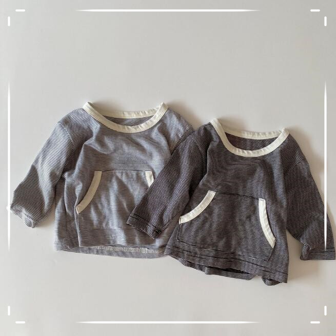 子供服★トップス★パーカー★男女兼用★韓国風子供服★ストライプ★2色★80-130CM