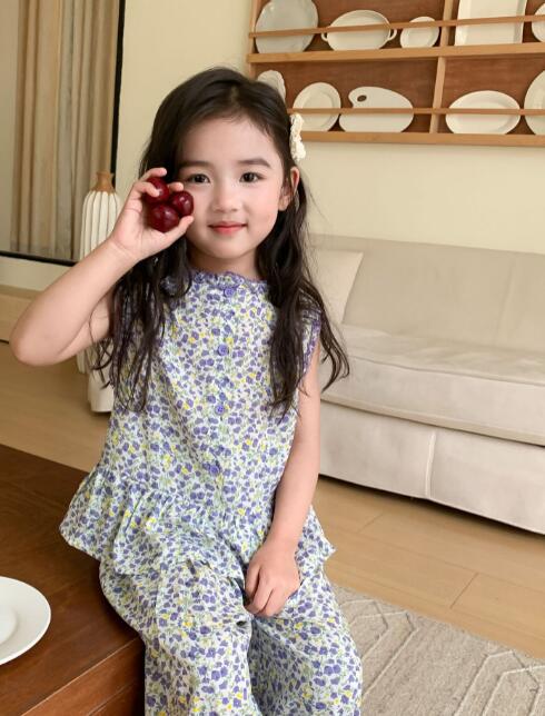 「2024」子供服★トップス+パンツ★セットアップ★キッズ女の子★花柄★2色★90-140CM