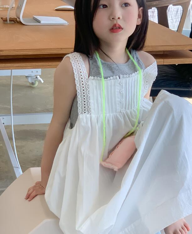 2024夏新品★子供服 　ベスト+白ワンピース　セット★90-150cm★