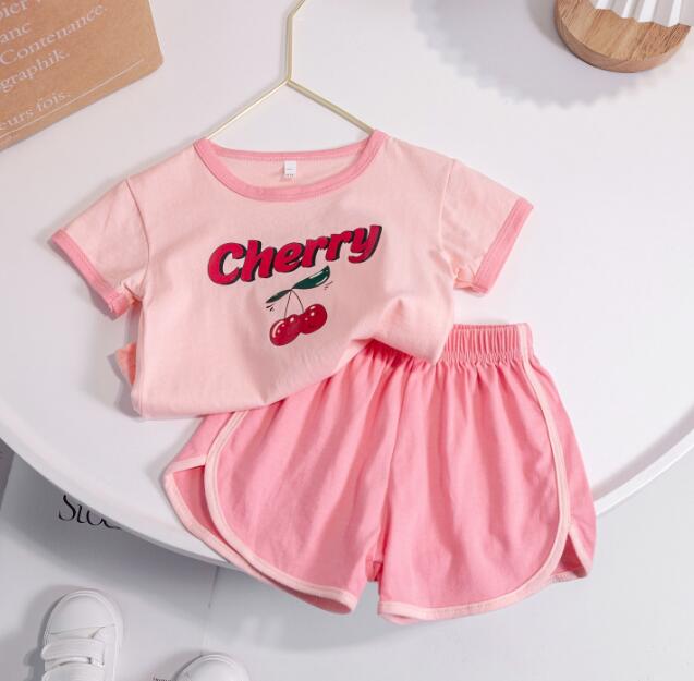 子供服★トップス+パンツ★セットアップ★チェリー★韓国風子供服★キッズ女の子★80-130CM