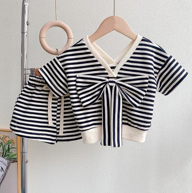 「2024」子供服★トップス+パンツ★セットアップ★キッズ女の子★ストライプ★90-140CM