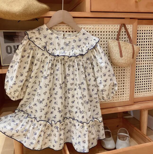 「2024」子供服★ワンピース★長袖★花柄★キッズ女の子★90-140CM
