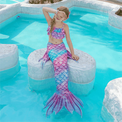 夏休み ガール 子供水着 フリル水着 人魚 マーメイド 女の子 ビキニ3点組 海ビーチ コスプレ 110-150