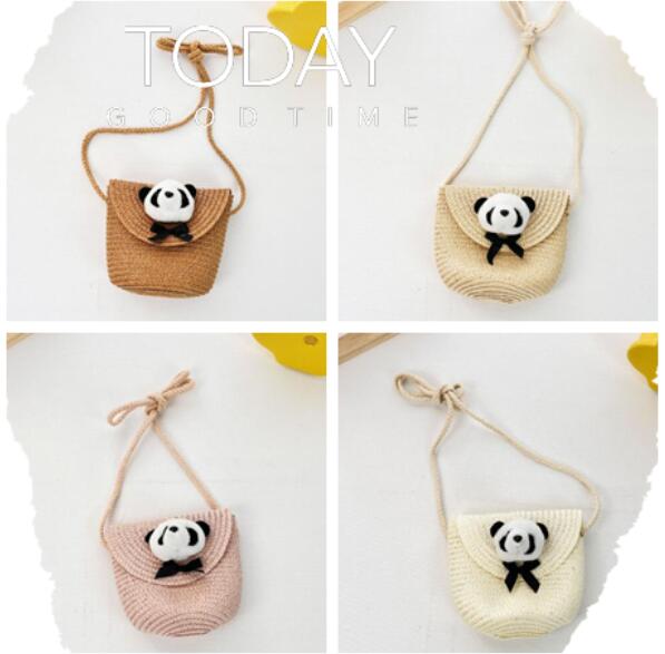 バッグ★ショルダーバッグ★草編みバッグ★子供用★ミニバッグ★ポシェット★パンダ★5色