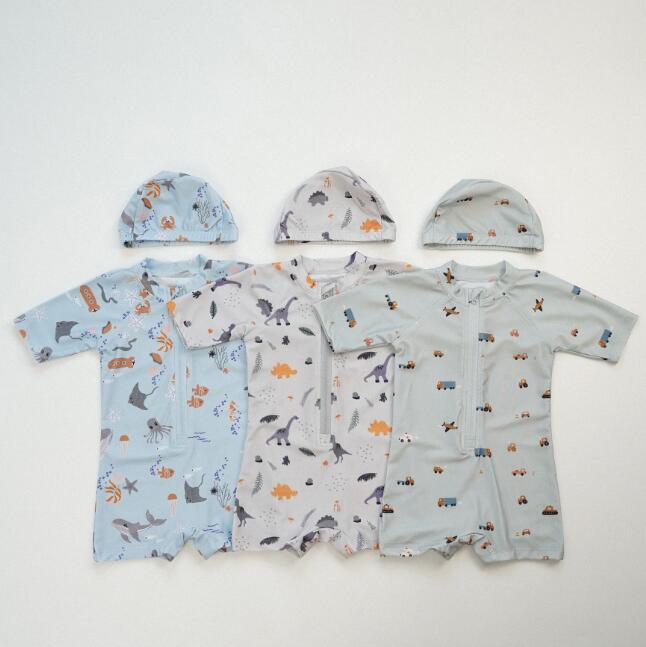 「2024」子供服★水着+帽子★キッズ★男女兼用★韓国風子供服★3色★80-130CM