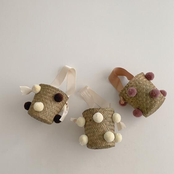 2024新型★草編みハンドバッグ★子供バッグ　3種