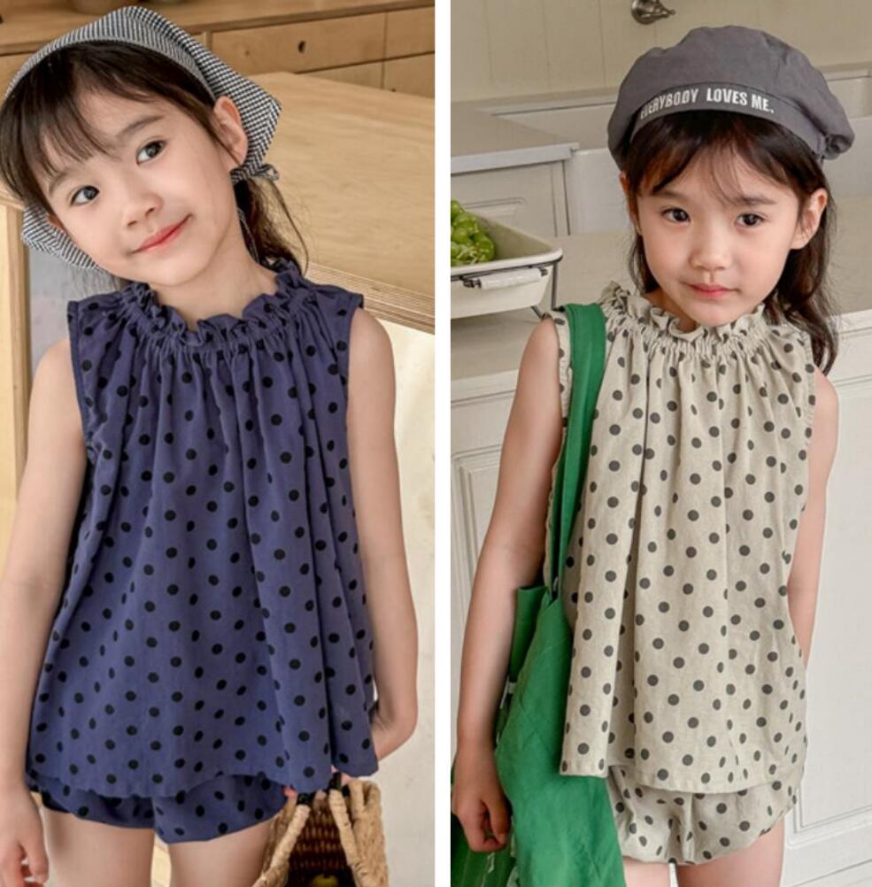 「2024」子供服★トップス+パンツ★セットアップ★韓国風子供服★ドット★2色★80-130CM