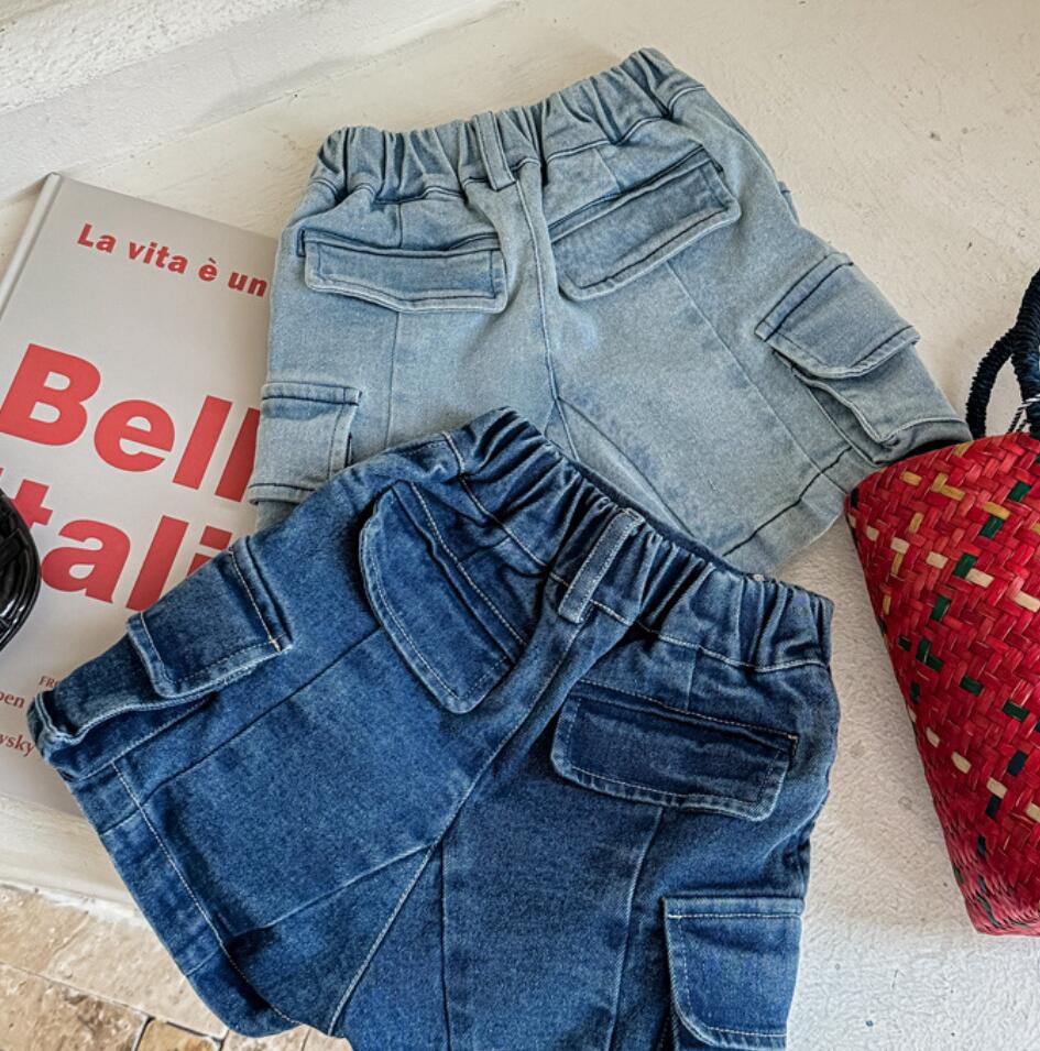 「2024」子供服★ボトムス★ショートパンツ★デニム★韓国風子供服★2色★80-130CM