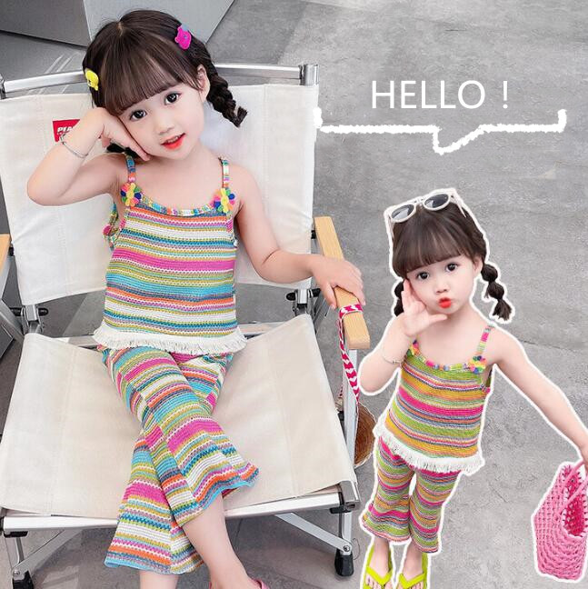 「2024」子供服★トップス+ズボン★セットアップ★袖なし★キッズ女の子★2色★90-140CM