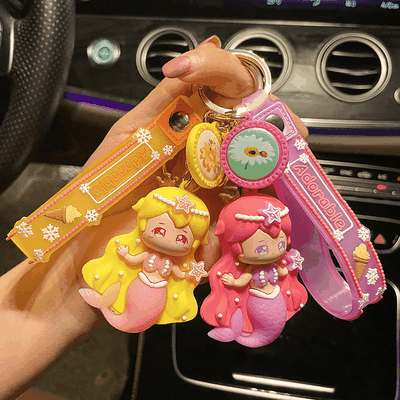 春夏 キーホルダー スマホ小物 携帯ストラップ 掛け飾り 海洋系 人魚姫 マーメイド PVC 花 雪の華 4色