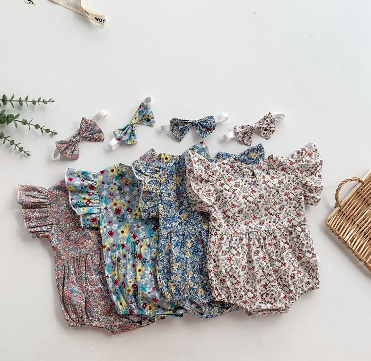 2024★夏新作★韓国風ベビー服★ロンパース+ヘアバンド★3色66-90CM