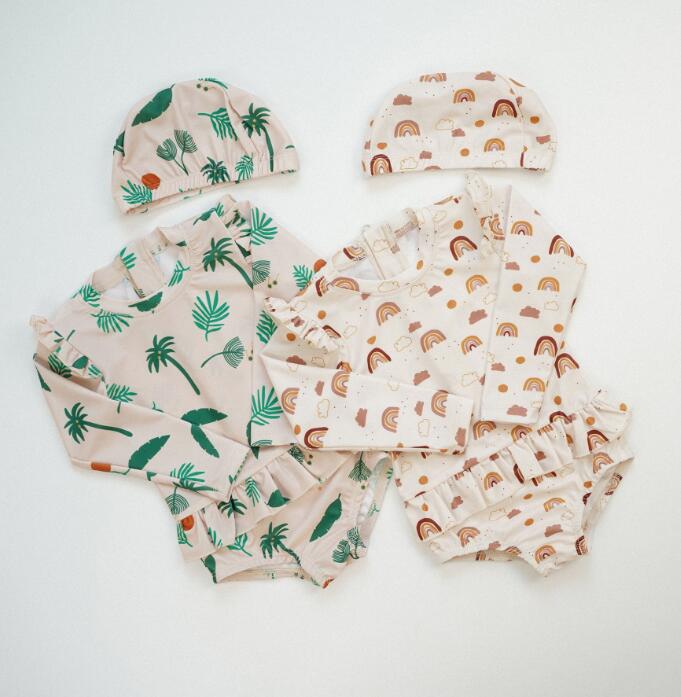 2024★夏新作★韓国風子供服★水着+帽子★2色80-130CM