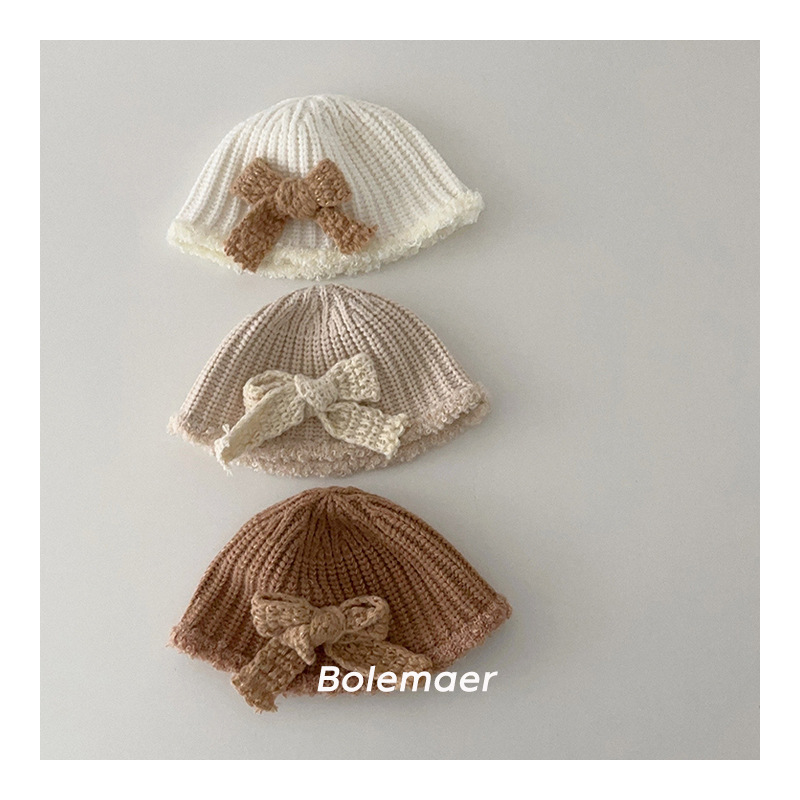 「2024」子供用★帽子★ニット★キッズ★韓国風★蝶結び★4色