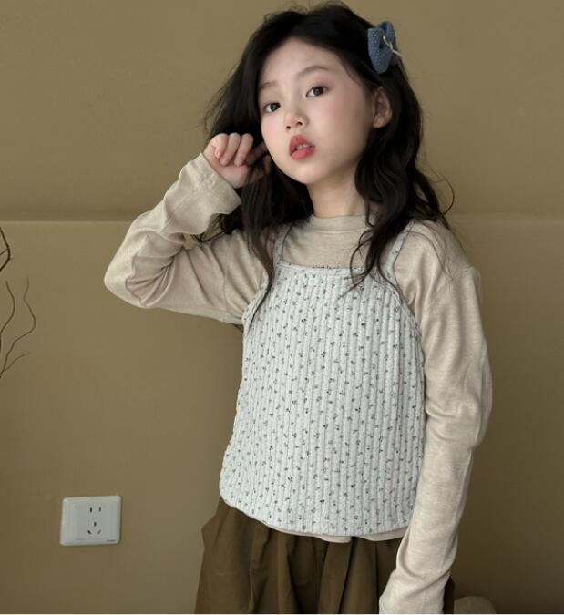 2024秋新作HY★子供服　トップス+キャミソール　セット★100cm〜160cm 2色