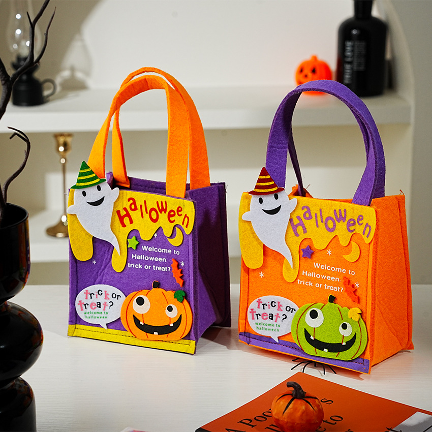 ★子供用キャンディー袋★ハロウィン向け　可愛いお祭りのおみやげ提げ袋★2色