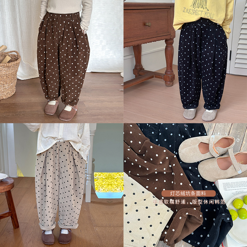 「2024」子供服★ズボン★ボトムス★水玉★韓国風子供服★3色90cm〜150cm