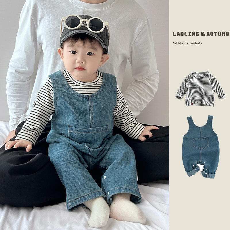 「2024」子供服★Tシャツ★デニムサロペット★韓国風子供服★ベビー★2色66cm〜100cm