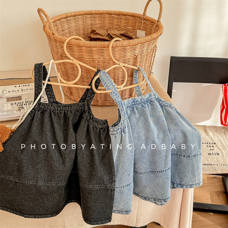 「2024」子供服★デニムワンピース★袖なし★韓国風子供服★2色80cm〜130cm