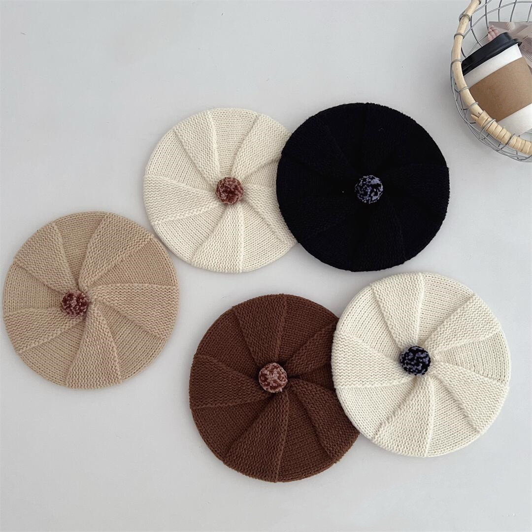 「2024」子供用★帽子★ベレー帽★ニット帽子★キッズ★暖かい★5色