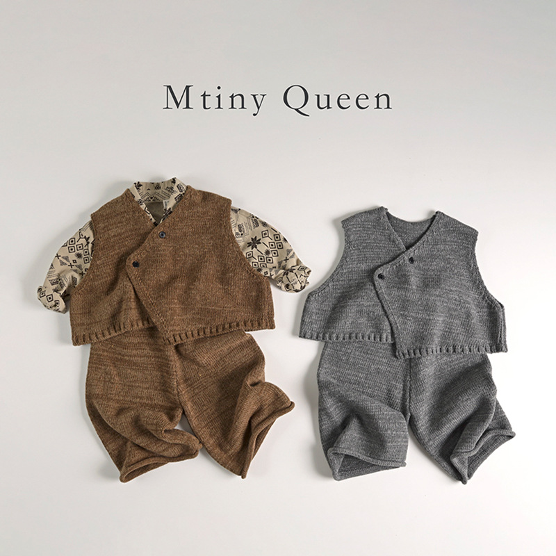 2024秋新品★子供服　ニットベスト&ズボン分けて★80cm〜130cm 2色
