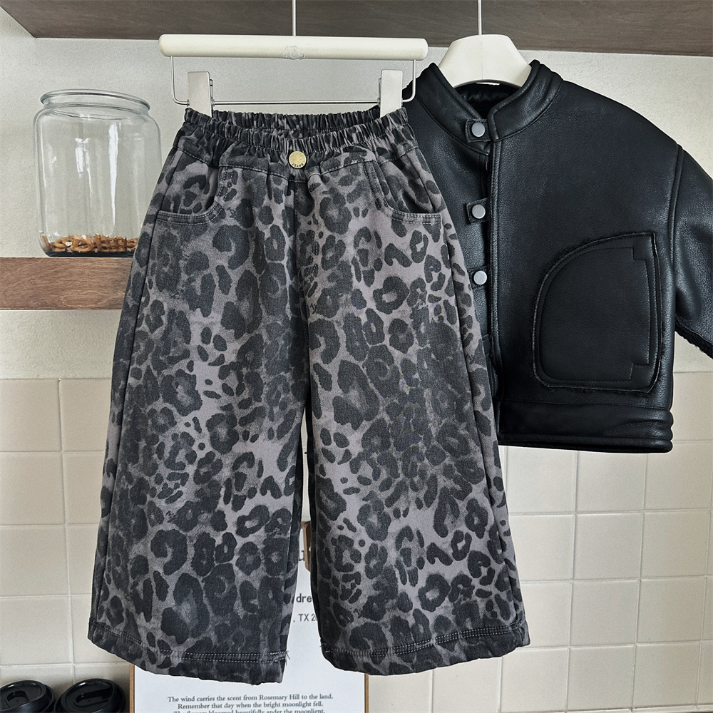 2024冬新入荷★子供服　豹柄ズボン　裏起毛★90cm〜140cm