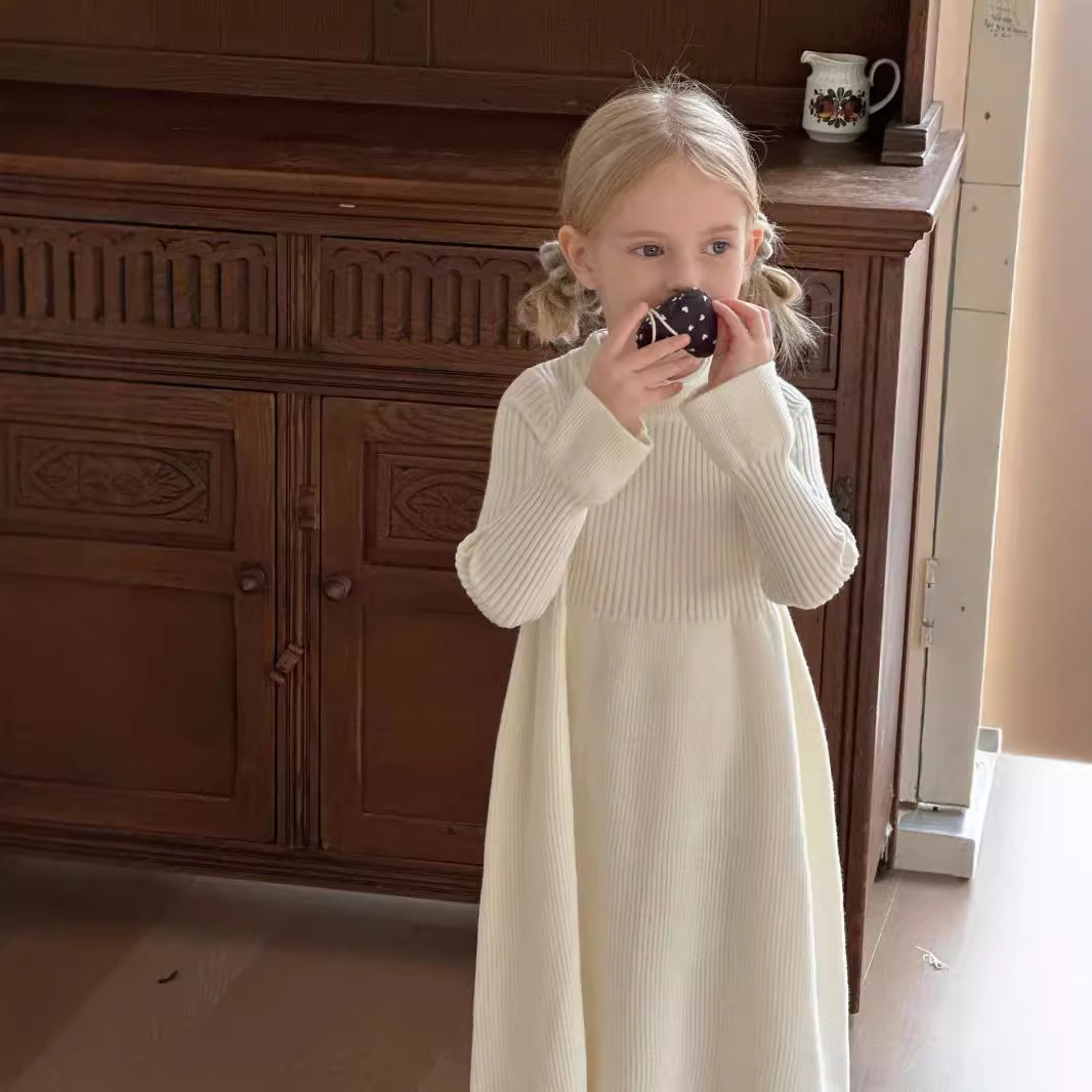 「2024」子供服★ワンピース★ニット★長袖★韓国風子供服★3色90cm〜140cm